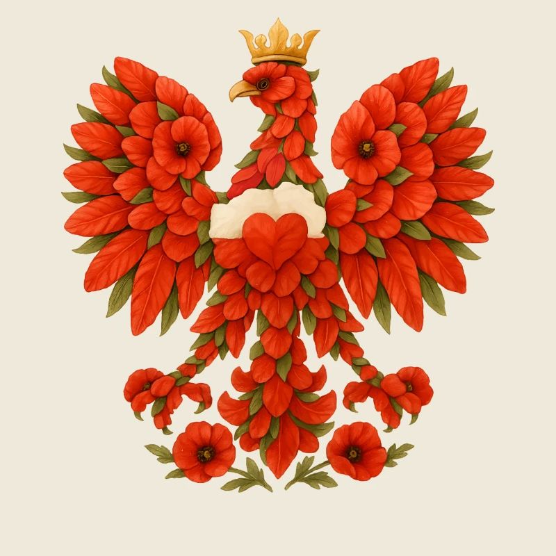 Aigle polonais fait de coquelicots rouges