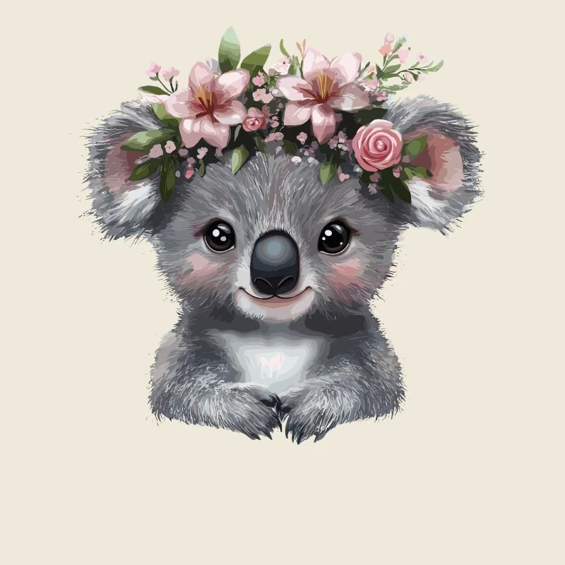 Koala avec illustration de couronne de fleurs