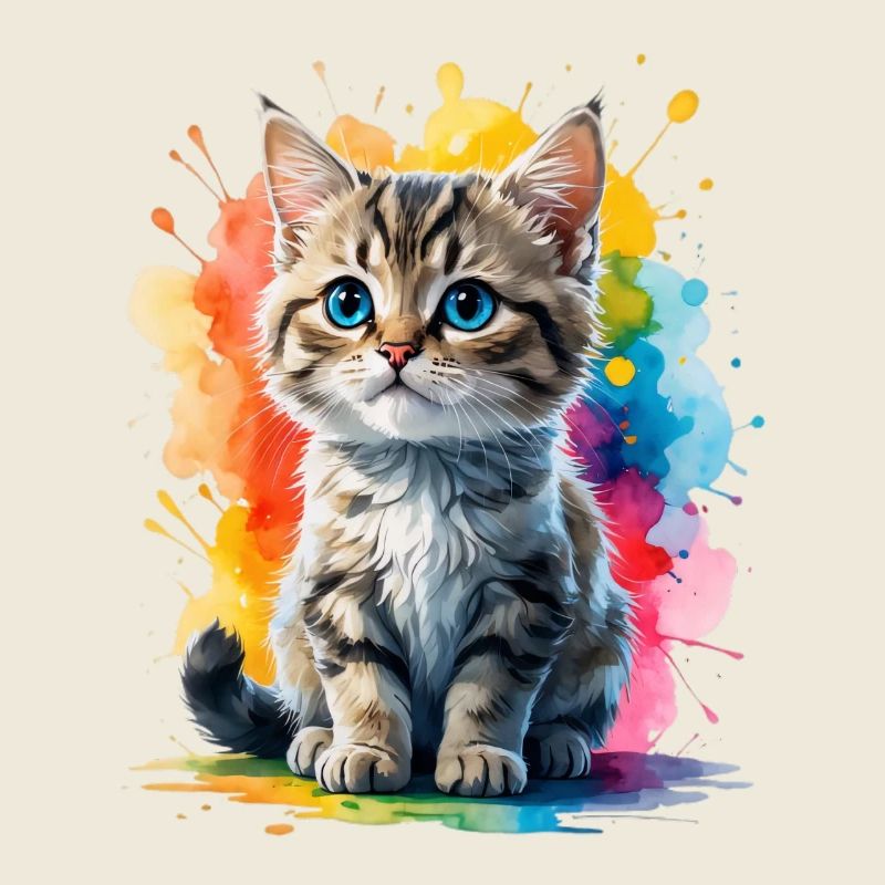 Cat Portrait Color Explosion