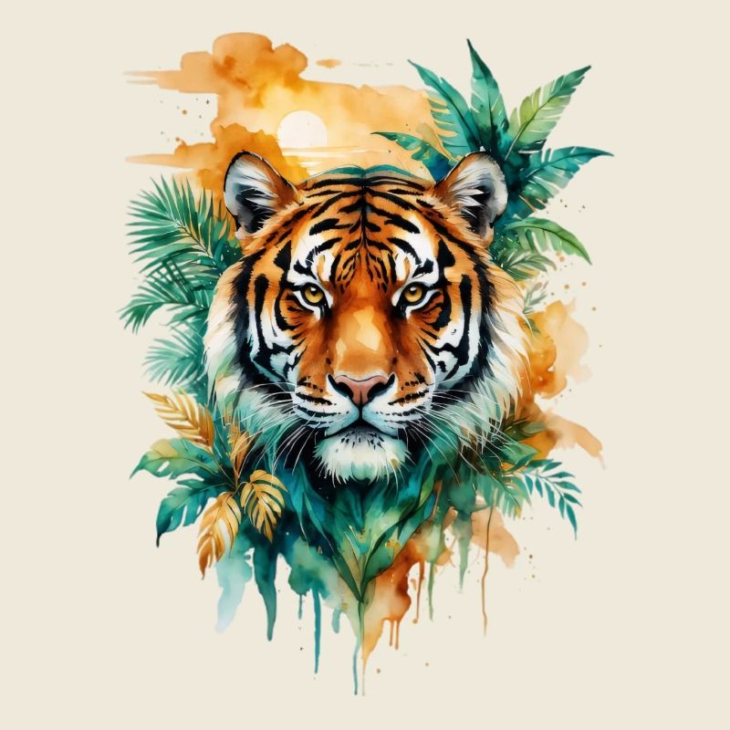 Tigre aquarelle dans la jungle