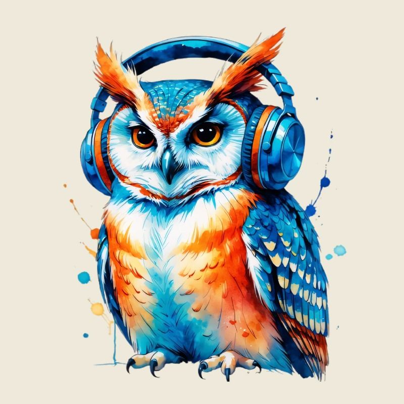 Kopfhörer Eule in Farbenspiel