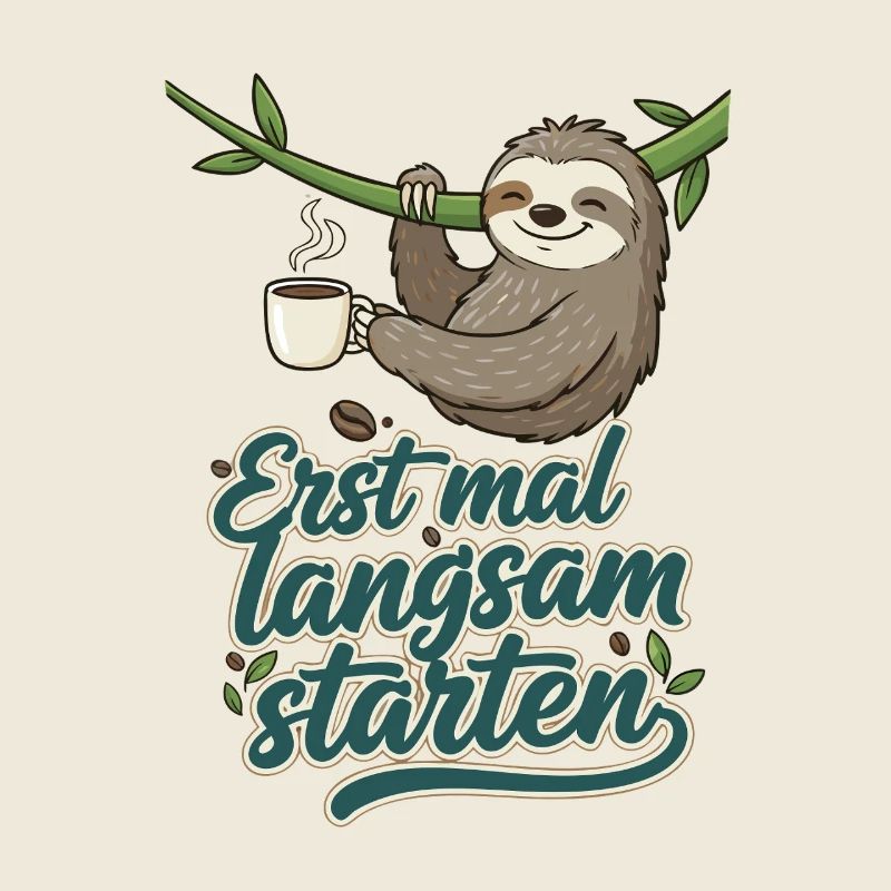Langsamer Start Faultier Kaffee