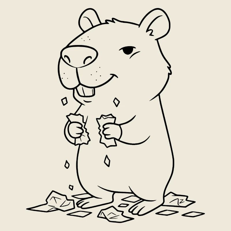 Capybara mange ses devoirs