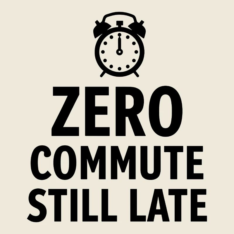Zero Commute Still Late Home-Office Spruch