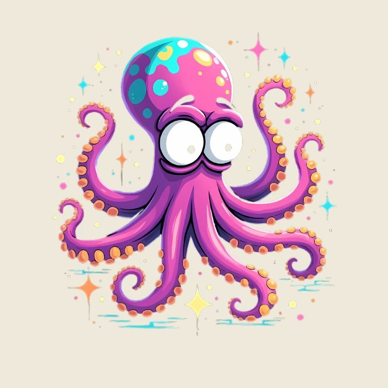 Neon Oktopus Farbexplosion
