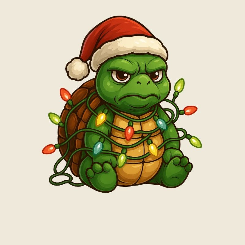 Grumpy Turtle Santa Hat Fairy Lights To