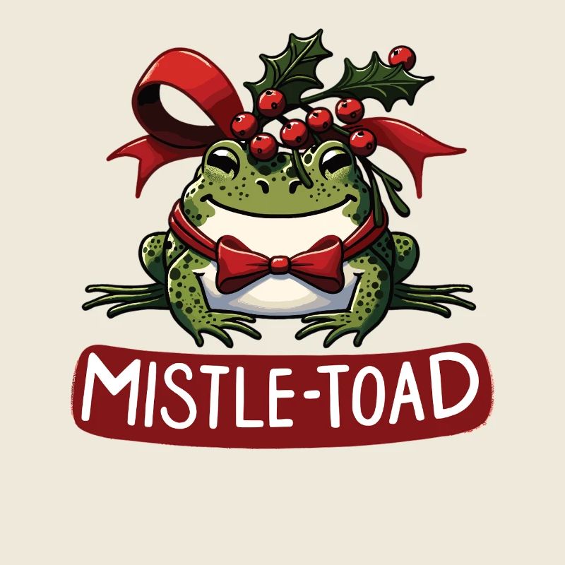 Mistle-Toad Funny Christmas Toad Pun