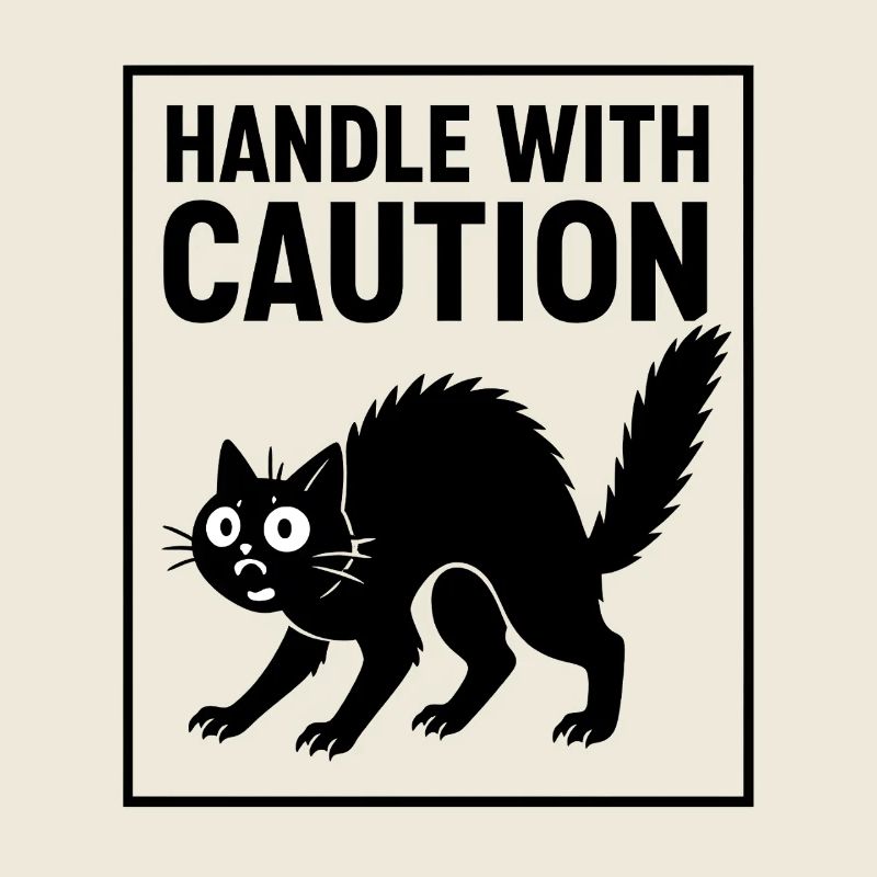 Handle With Caution Katze Achtung Spruch Fun