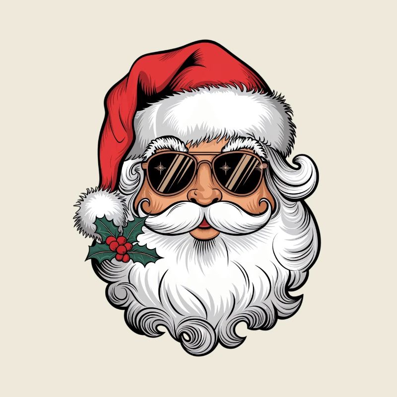 Santa mit Sonnenbrille und Weihnachtskuss