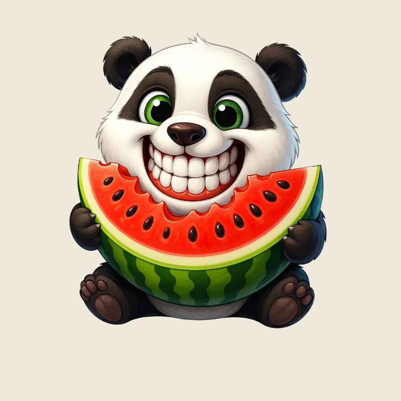 Dessin animé d’été panda melon mignon Fruit Joy