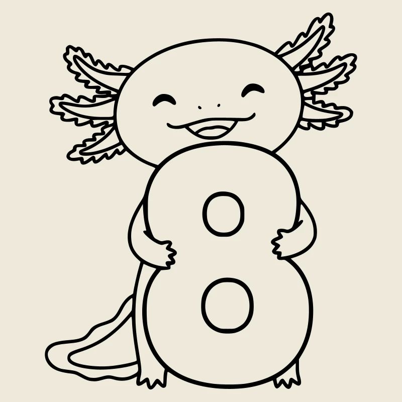 Axolotl avec illustration de dessin animé numéro 8