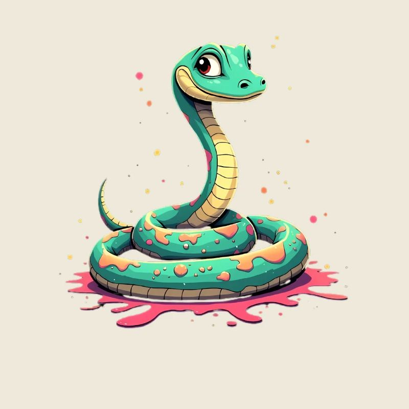 Serpent sarcelle avec des éclaboussures de peinture