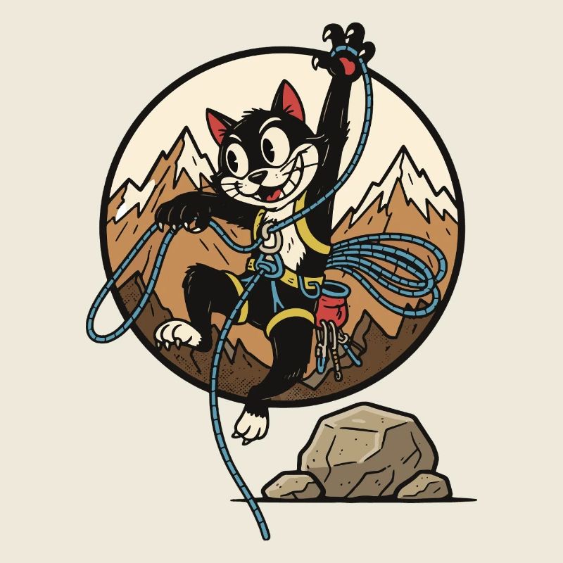 Funny Cat Rock Climbing Adventure Design