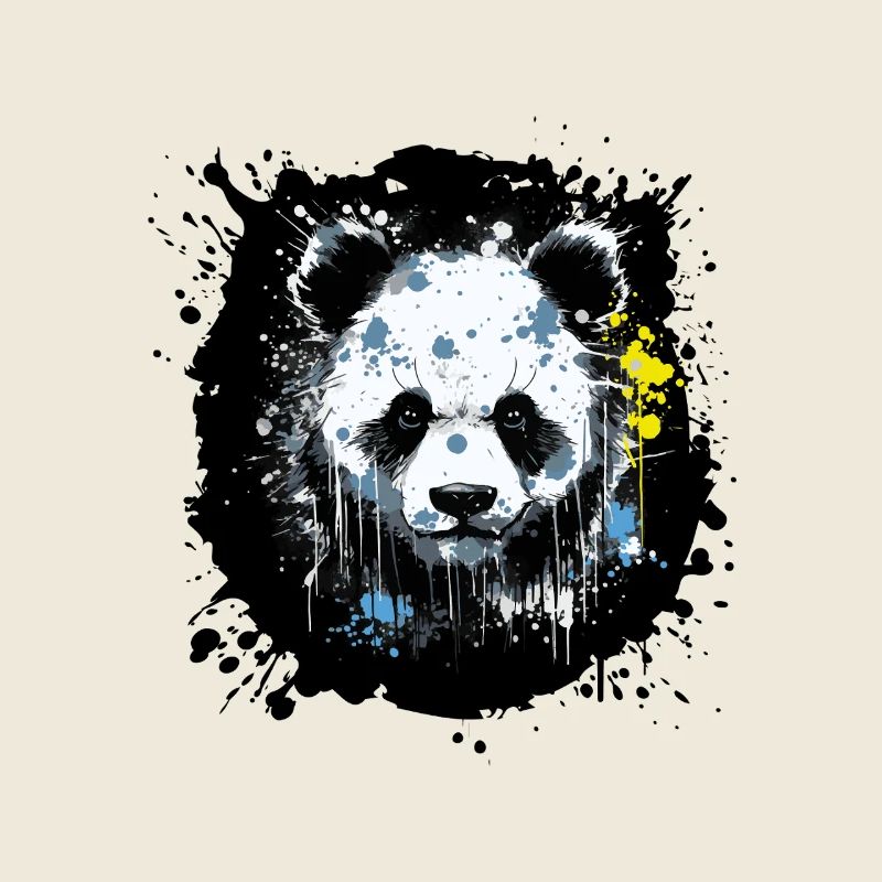 Panda Ink Splatter Art