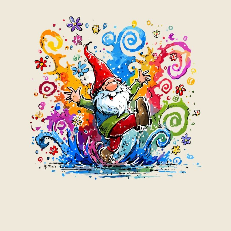 Bunter Gnom mit Farbspritzern