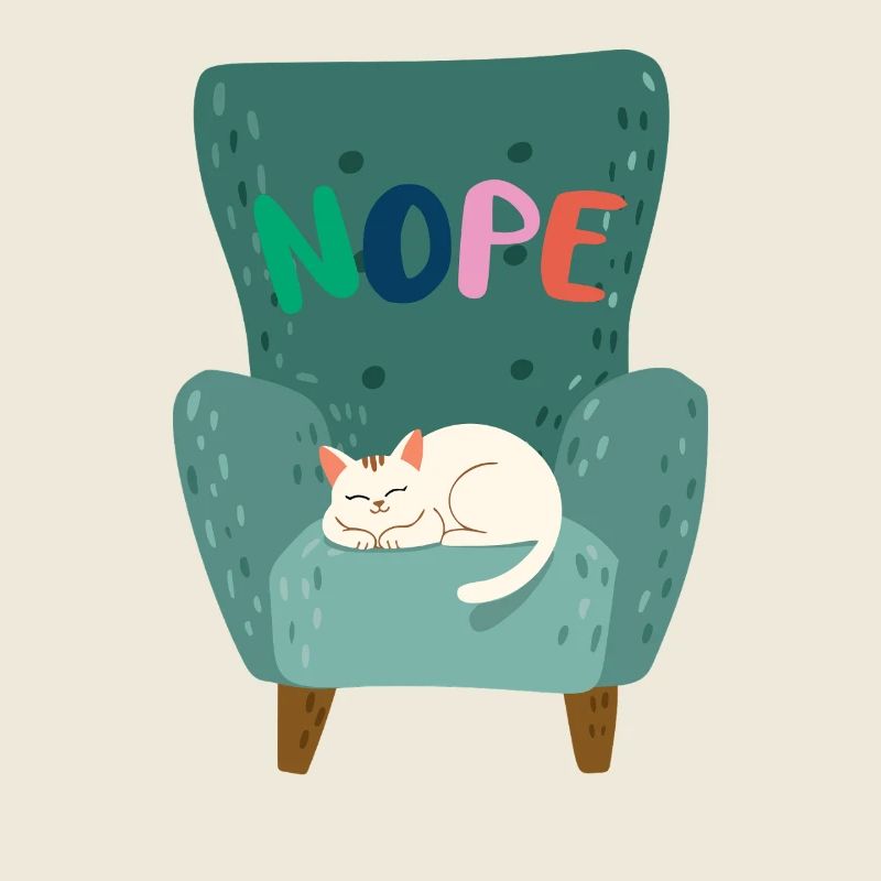 Cute Sleeping Cat with "NOPE" Lazy Mood