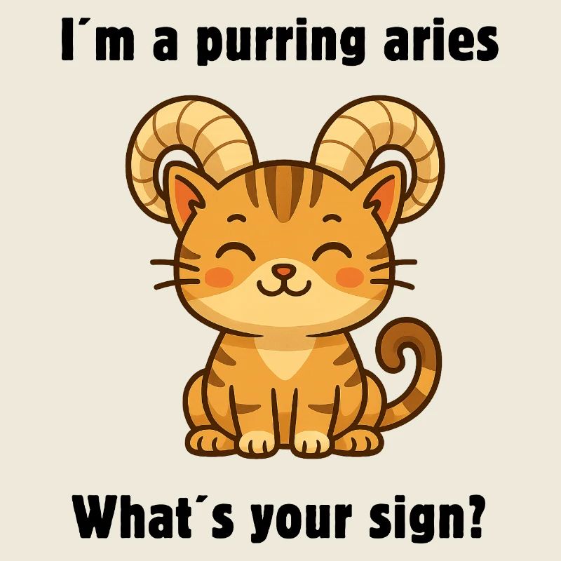 Süße Widder Katze – Starkes Sternzeichen Design