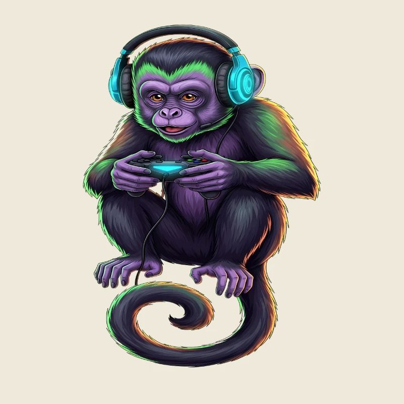 Monkey Gaming Jeux vidéo d’animaux Drôle de Monkey