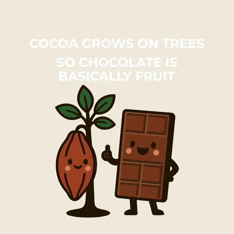 Cocoa grows on trees – so chocolate is fruit