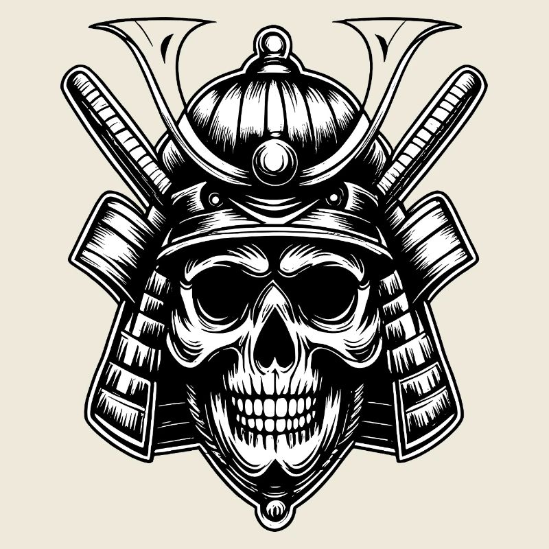 Schädel Samurai Krieger Emblem