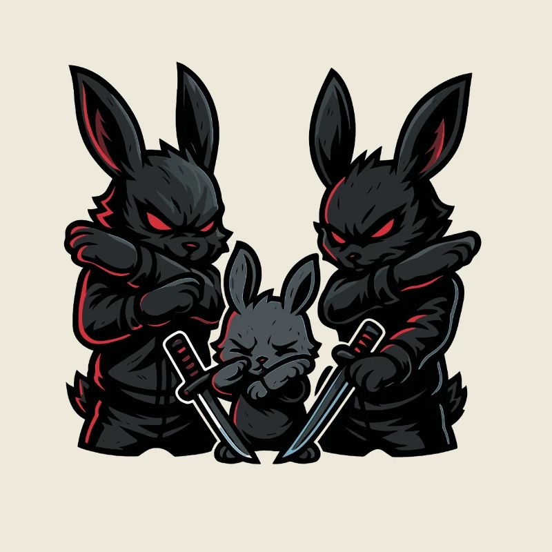 Easter Bunny Ninja Dabbing, Bunny with Katanas