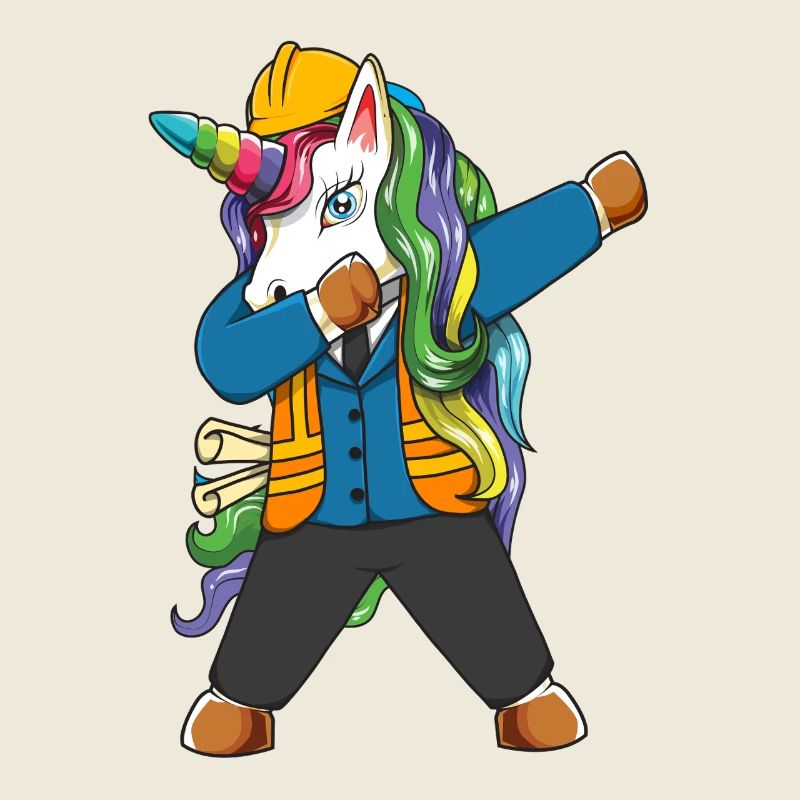 Dabbing Unicorn Engineer Construction Worker