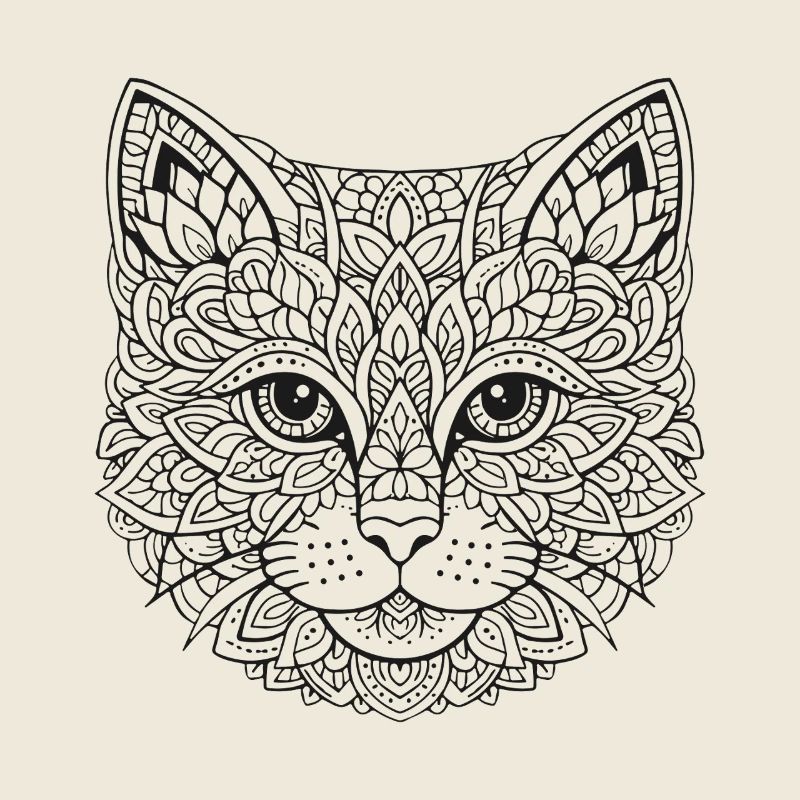 Visage de chat de Mandala