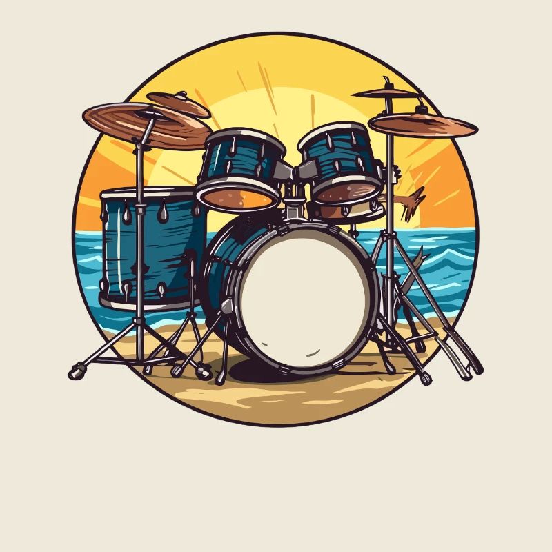 Drumset am Strand Schlagzeug Drummer 
