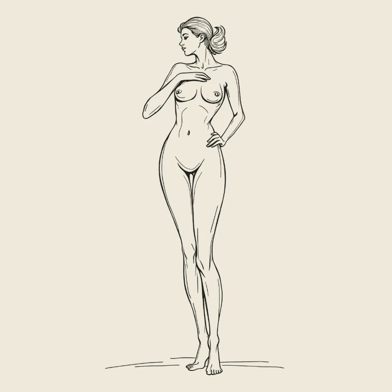 Dessin élégant de nus silhouette féminine