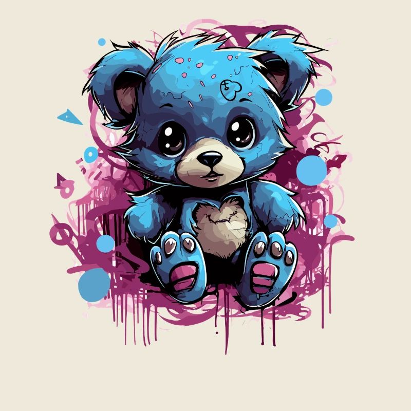 Blue Cuddly Bear Graffiti Pop