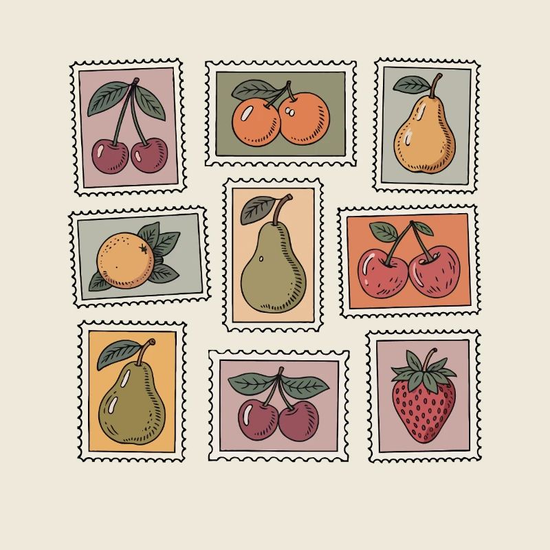 Pastel Fruit Stamp Pattern