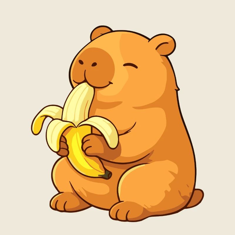 Capybara souriant mangeant une banane