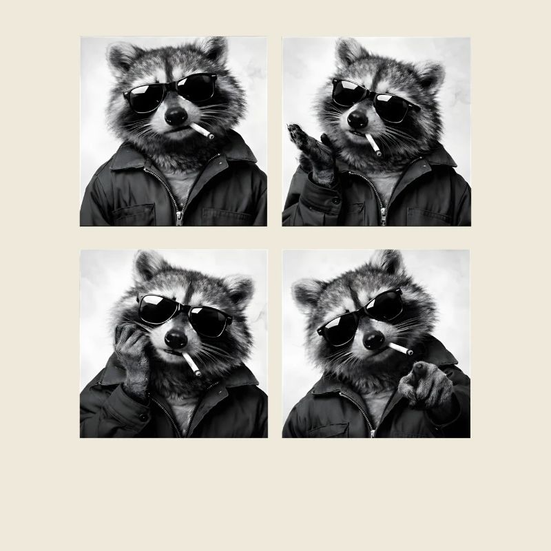 Waschbär Noir Vierfach: Sonnenbrille Zigarette