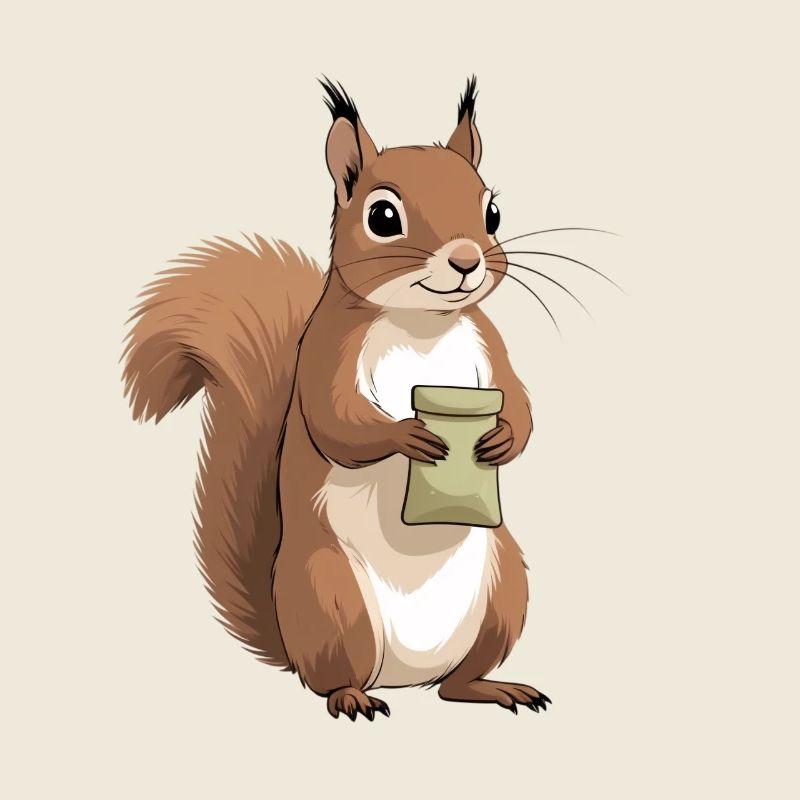 Eichhörnchen mit Beutel