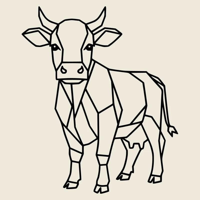 Geometrische Kuh Low Poly Outline
