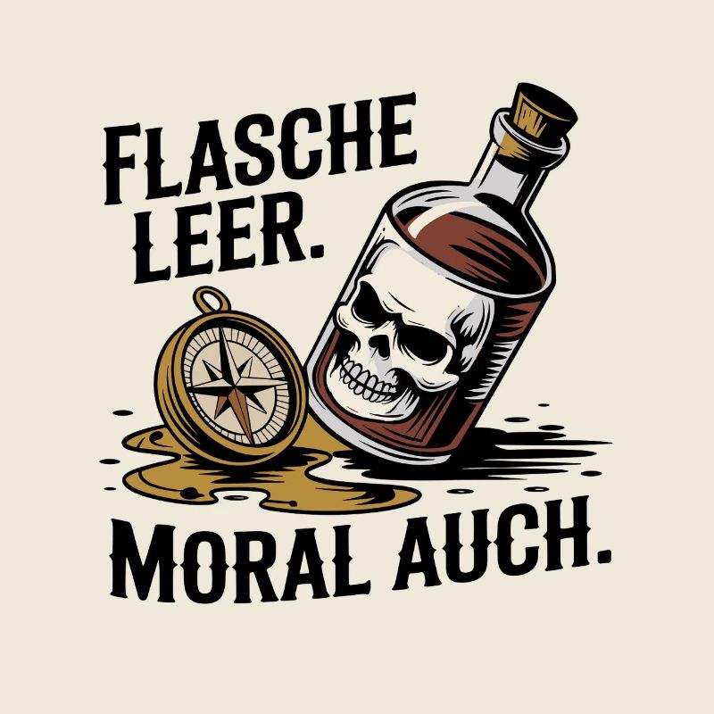 Bottle Empty Morale Also Skull Compass Alcohol