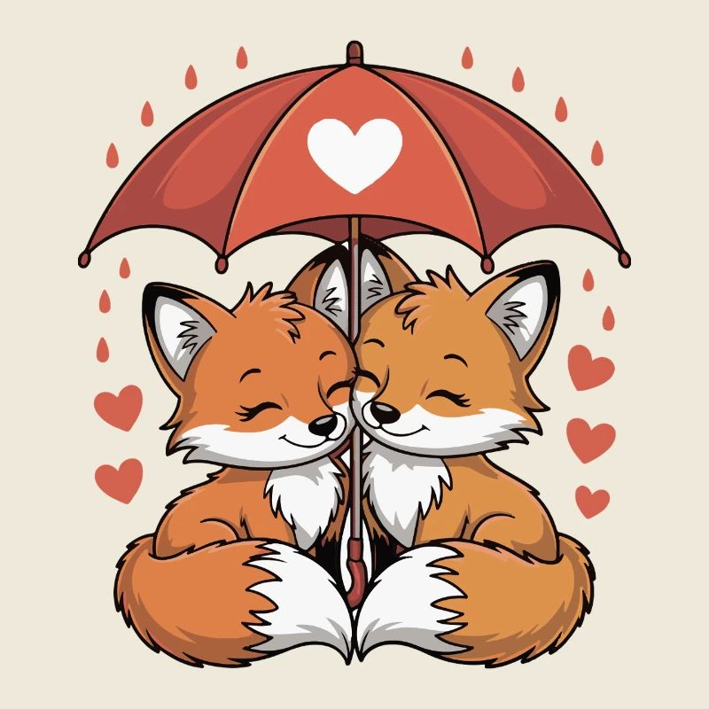Fuchs Comic Paar Liebe
