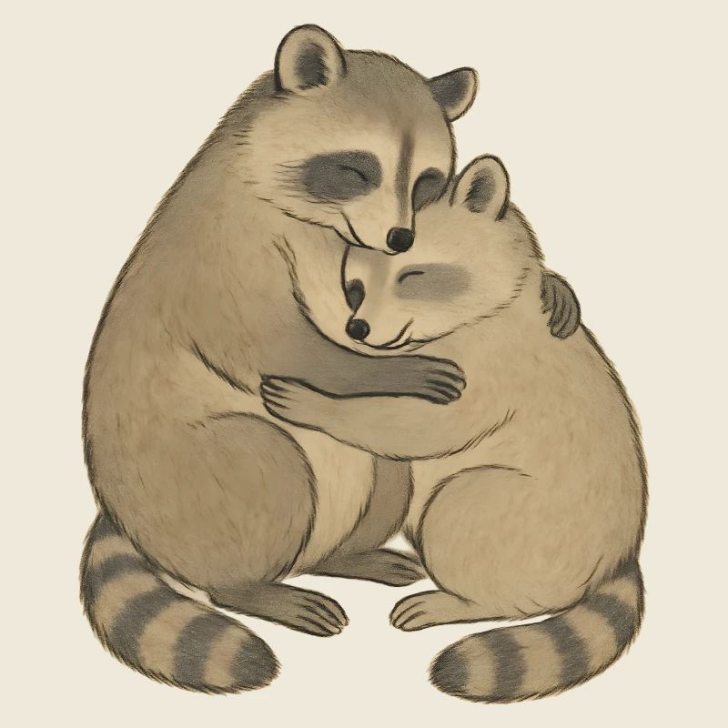 Kuschelfreunde Waschbärpaar