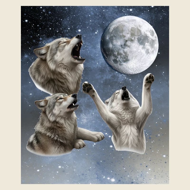 Drei Wölfe heulen auf den Voll Mond Wolf