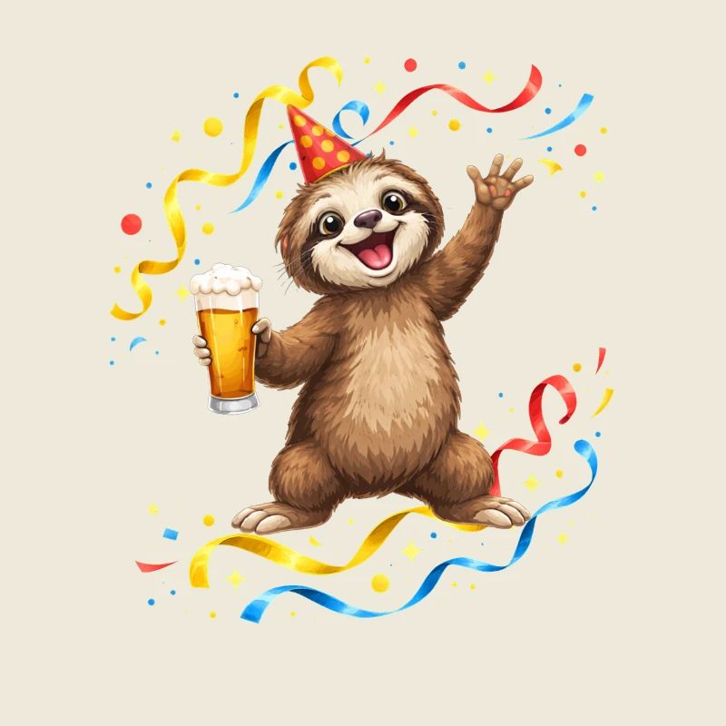 Sloth Party Celebration with Beer