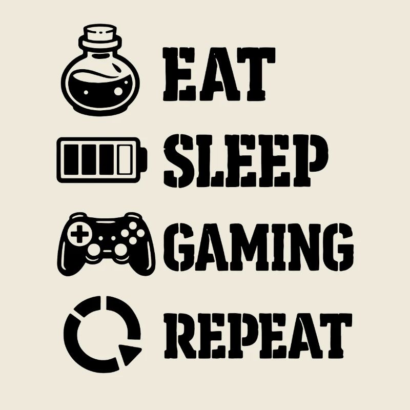 Eat Sleep Gaming Repeat – Pixel Symbolism