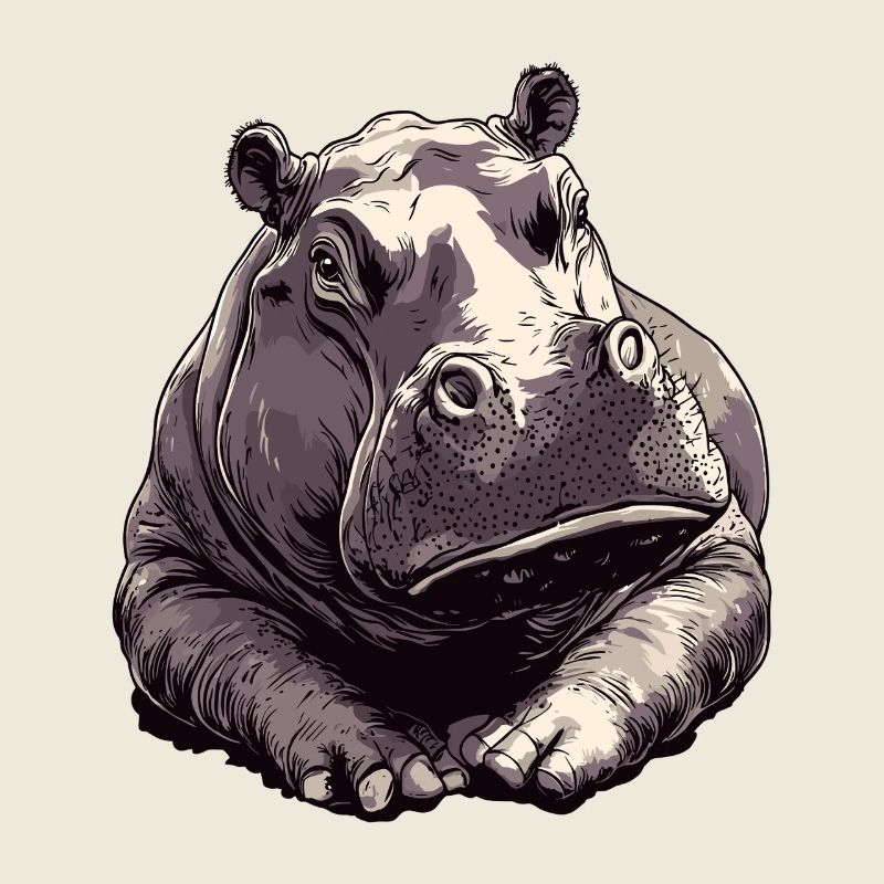 Hippo Charm Drawing
