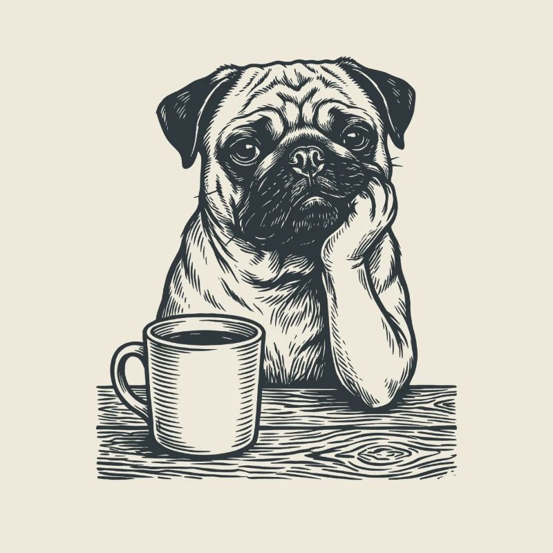 Echter Mops Kaffee Morgenmuffel Look