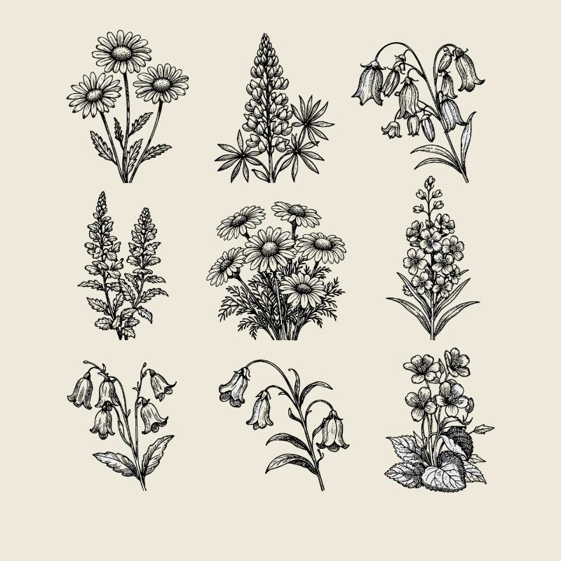 Motif botanique de la Fleur de Nuit