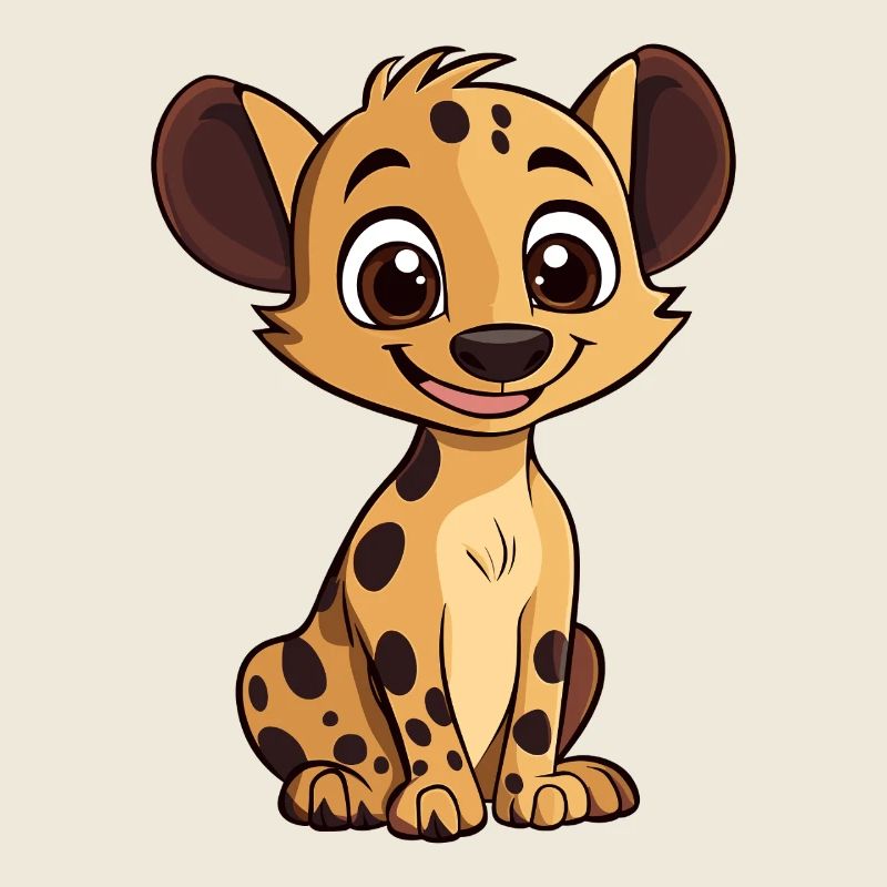 Dessin animé de petit hyène câlin