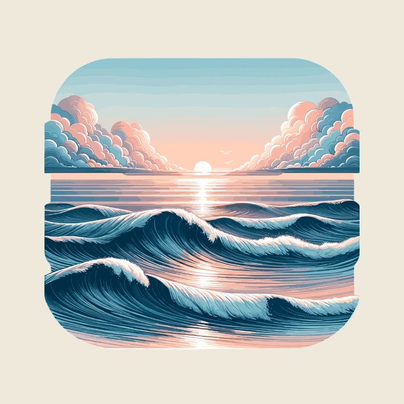 Sunset waves at the ocean