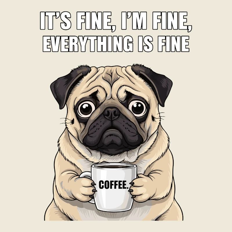 its fine im fine coffee pug