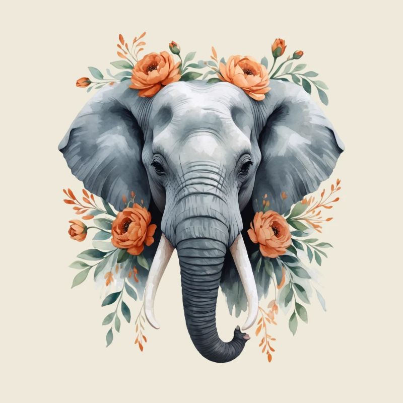 Éléphant avec une couronne de fleurs