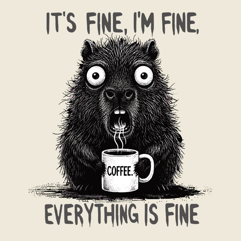 Its Fine Im Fine Coffee Capybara Humor