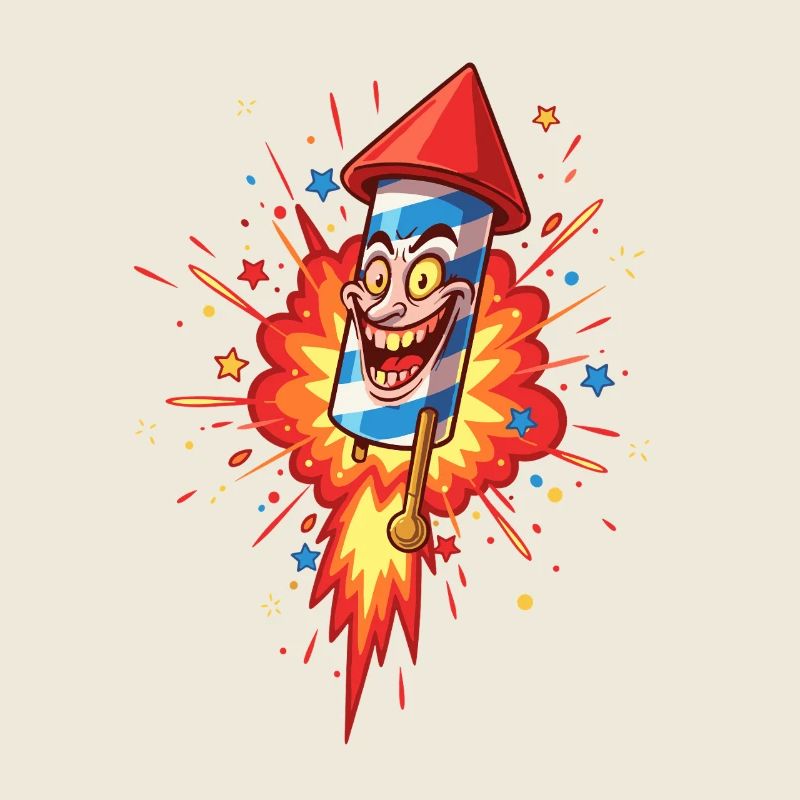 Laughing Rocket Cartoon Explosion